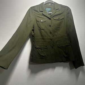 Ralph Lauren 100% Silk Utility Long Sleeve Button Down